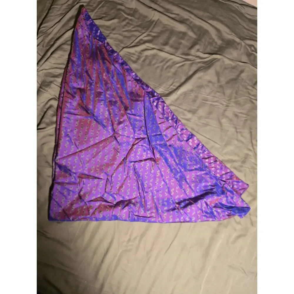 Vintage Handmade Thai Silk Scarf Shawl Wrap Purple 100% Silk Thailand elephant